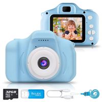 IXROAD Kids Camera 1080P Digital Video Recorder with 2 Inch IPS Screen and 32GB SD Card for Boys Girls Children Gifts (Blue)
