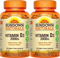 Sundown Naturals Vitamin D3 2000 IU, 350 Softgels (2 Pack)