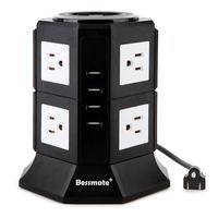 Bessmate Power Strip 8 Outlet Surge Protector with 6.5-Foot Power Cord and 4 Smart USB Charging Ports(5V/4.5A) 1000 Joules