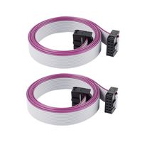 HLin 2Pcs IDC Connector Flat Ribbon Cable, Female to Female, 2 Row, 10 Pins, 1 m, 2.54 mm Pitch