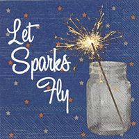 Boston International 40 Count 3-Ply Paper Cocktail Napkins, Let Sparks Fly