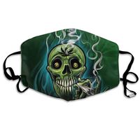 Best Warm Windproof Mask - Comfy with Adjustable Ear Loops Face Masks -Washable Reusable Mouth Masks for Men Women Happy Skull Head Smoking Marijuana Leaf Weed Green