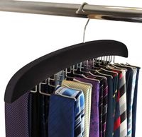 SUNTRADE Wooden Tie Hanger,24 Tie Organizer Rack Hanger Holder Hook (Black, 24 Hooks)