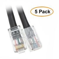 ACL 7 Feet Cat5e RJ45 Bootless Ethernet LAN Cable, Black, 5 Pack