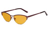 Eyekepper Computer Gaming Reading Glasses Anti Glare UV400 Reduces Eyestrain-96.9% Blue Light Blocking Orange Tinted Lens-Womens Sleep Better Cat-Eye Eyeglasses(Red, 0.00)