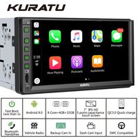 KURATU [K8432C] Android 8.0 car Stereo Radio Double Din Radio with CarPlay, Octa-Core 4GB+32GB, 7 inch IPS Panel with WiFi Built-in Bluetooth GPS Navigation, Support 2S Fast Boot, Backup Camera