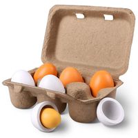 StillCool 6pcs Wooden Easter Eggs Yolk Pretend Children Play Kitchen Game Food Kids Toy