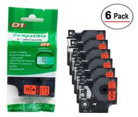 6/Pack LM Tapes - Premium LM-45017 1/2" Black on Red Compatible Label Maker Tape, Replaces Dymo 45017 D1 Label Tape 12mm