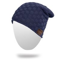 Momoday Wireless Beanie Knitted Winter Warm Music Unisex Hat Cap with Headphone Microphone for Hands Free Talking Winter Sports Fitness Gym Jogging Camping (NavyBlue1)