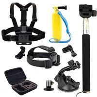 Legazone 6 All-in-1 Combo Accessories Kit for Legazone Sports Camera - Head Strap Chest Belt Handle Monopod Folating Mount & Auto Suction Cup