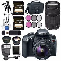 Canon EOS Rebel T6 DSLR Camera with 18-55mm Lens + Canon EF 75-300mm Lens + 58mm Wide Angle Lens + 58mm 2x Lens + Canon 100ES EOS Shoulder Bag Bundle