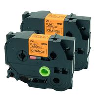 QPMY 2 Packs Compatible for Brother P-Touch Laminated TZe TZ Label Tape 24mm x 5m (TZe-B51 Black on Orange Fluorescent)