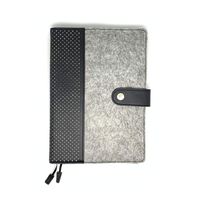 PU Leather Cover Refillable Notebook with Multi- Postcards Pocket,Pen Holder， for Daily Planner Dairy Agenda Schedule Bullet Journal Book A6 Filler Paper (Black,Grey)