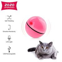 Interactive Cat Toys Ball Best Smart Cat Interactive Toys Automatic Self-Rotating and USB Rechargeable LED Light Cat Electronic Toy Ball for Indoor Cats Kitten Exercise Toys