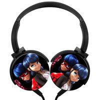AMAOZNBSTEER Wired Headphones Headsets Mir-Ladybug Foldable Over Ear for Boys Girls Black