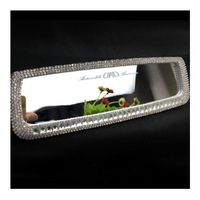LuckySHD Bling Rhinestone Car Rear View Mirror for Women - Silver(Not a Cover.A Whole Mirror)
