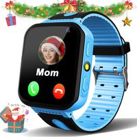 Kids Smart Watches for Girls Boys GPS Tracker Watch with 2 Way Call SOS Voice Message Front Camera Math Game LED Flashlight Alarm Clock 1.44" Touch Screen Smartwatch Children Christmas Birthday Gifts