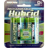 Rayovac Hybrid Rechargeable D NiMH Batteries (Pack of 2)