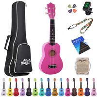 Esound 21 inch Soprano Ukulele Basswood Acoustic Mini Guitar for Beginner Kid Starter with Case Strap Tuner Picks Strings Primary Tutorial