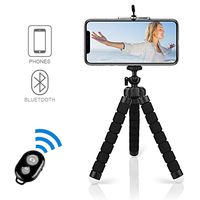 Alfort Selfie Stick Tripod,Flexible Mini Phone Tripod Portable Monopod Stand Holder with Bluetooth Wireless Remote System iOS/Android for iPhone 8/8 Plus/Samsung Galaxy/Huawei/Xiaomi/Sony/LG Black