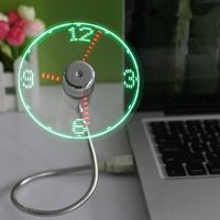Chezaa Fan,Real Time Display Function Clock Fan,Mini USB Powered LED Cooling Fan (A)