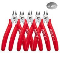 IGAN Wire Flush Cutters, Precision Electronic Cutting Pliers, Micro Wire Cutter, Red, (5 Pack)