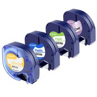 Fimax Compatible Dymo LetraTag Iron On/Plastic/Paper Refill Label Tape Replacement for Dymo LetraTag LT-100H LT-100T QX50 Plus Label Maker, 12mm x 4m