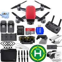 DJI Spark Fly More Combo Extreme Accessory Bundle with Landing Pad, 32GB Micro SD Card Plus Much More (Lava Red)