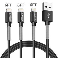 iPhone Charger Cable SHARLLEN MFi Certified Spring iPhone Lightning Cable 6FT 3Pack Long iPhone Data Cable Wire USB Fast iPhone Charging Cord Compatible iPhone XS/MAX/XR/X/8/7/6/5/iPad/iPod(Black)