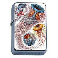 Retro Jellyfish Flip Top Oil Lighter Em1 Smoking Cigarette Silver Case Included