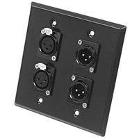 Seismic Audio SA-PLATE25 Black Stainless Steel Wall Plate with 2 Gang XLR Male and Female Connectors
