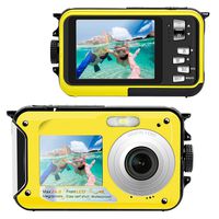 Veroyi Underwater Camera Full HD 1080P Waterproof Digital Camera 24.0MP Video Recorder Selfie Dual Screen DV Recording Waterproof Camera (Micro SD Card Not Included)