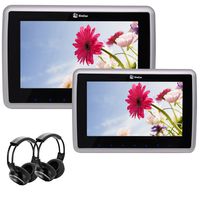 Eincar Newest Car Headrest 2x10.1 1024x600 High Digital Screen Key Controller Dual Twins HD Digital Screen Car Pillow Monitor Region Free DVD Player Built-in FM Transmitter with Two IR Headphone