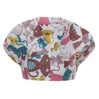 Opromo Adjustable Cotton Scrub Cap Animal Print Bouffant Hat with Sweatband-Cat Colorful