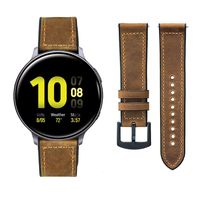 OTOPO Compatible Galaxy Watch 42mm Band/Galaxy Watch Actvie 2 Bands, 20mm Hybrid Sport Band Vintage Leather Sweatproof Strap Wrist Band for Galaxy Watch Active 2 Smartwatch (Crazy Horse Brown)