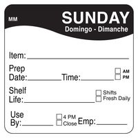 DayMark Day of The Week 2" x 2"  Removable Label, Sunday (Roll of 500)