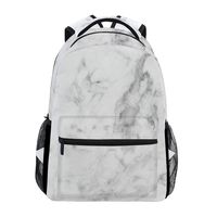 White Gray Marble Stone Laptop Backpack, Water Resistant College Students Travel Computer Notebooks Backpack for Men Women Boys Girls