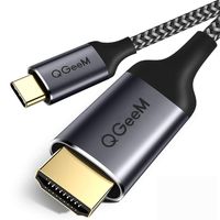 USB C to HDMI Cable,QGeeM 10ft Braided 4K@60Hz Cable Adapter(Thunderbolt 3 Compatible) Compatible with iPad Pro,MacBook Pro 2018 iMac,ChromeBook Pixel,Galaxy S9 Note9 S8 Surface Book HDMI USB-C（3M）