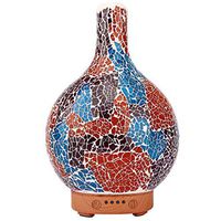 MoKo Essential Oil Diffuser, 100ml Ceramic Glass Aromatherapy Mist Humidifier, Ultrasonic Air Purifier with LED Night Light / 4 Time Options/Auto Shut-Off for Office Home Study Yoga - Multi Color