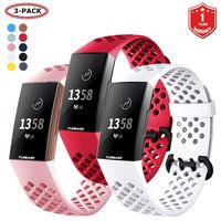 FunBand for Fitbit Charge 3 Strap Bands, Easy Adjust Breathable with Ventilation Holes Soft Silicone Sport Replacement Accessory Bracelet Straps for Fitbit Charge 3 Fitness Activity Wristband