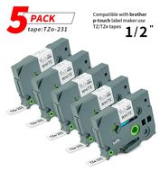 Label Orison 5PK 1/2 inch Label Maker Tape Compatible with Brother P-Touch TZ TZe-231 TZe 231 Standard Laminated Cassette TZo231 Black on White 12mm 0.47x26.2 Feet (8m)