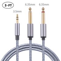 3FT 3.5mm 1/8" TRS to Double 6.35mm 1/4" TS Mono Y-Cable Splitter Cable,Stereo Audio Cord Gold Plated Compatible with iPhone iPod Laptop Multimedia Speakers and Home Stereo Systems