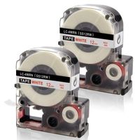 Absonic LC-4WRN9 SS12RW LK LC Red on White Labeling Tape Cartridge Compatible for Epson LabelWorks LW-300 LW-400 LW-500 LW-600P LW-700 LW-900 LW-1000P Label Maker, 1/2" x 26', 12mm x 8m, 2-Pack
