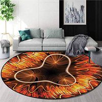 RUGSMAT Fractal Modern Machine Round Bath Mat,Electromagnetic Waves Coffee Table Mat Non-Skid Living Room Carpet Round-63