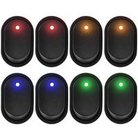 eFuncar 3Pin 12V 30A Toggle Switch SPST ON Off, Waterproof LED Blue Green Yellow Red Lighted Rocker Switch for Car Truck Boat Marine Auto Motorcycle, 8Pcs (2 for Each Color)