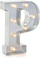 Darice Silver Metal Marquee Letter - P-9.87" Tall, Galvanized Finish
