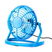 HuntGold Mini Table Desk Fan Portable Plastic Personal Cooling Cooler USB Plug With Key Switch-Blue