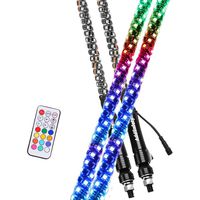 AddSafety 2PCS 3FT RF Remote Control LED Whips Light with Dancing/Chasing Lights with Two Different Flags for Off-Road ATV UTV RZR Jeep Truck Dunes