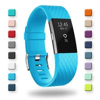 POY Replacement Bands Compatible for Fitbit Charge 2, Special Edition Adjustable Sport Wristbands, Small Cerulean