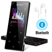 RUIZU D05 Mp3 Player with Bluetooth, Music Player with FM Radio, Built-in Speaker, Heavy Metal Touch Button, 80hrs Playback, 128GB Expandable Black